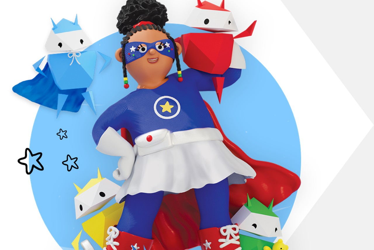 Superhero girl with Internauts.