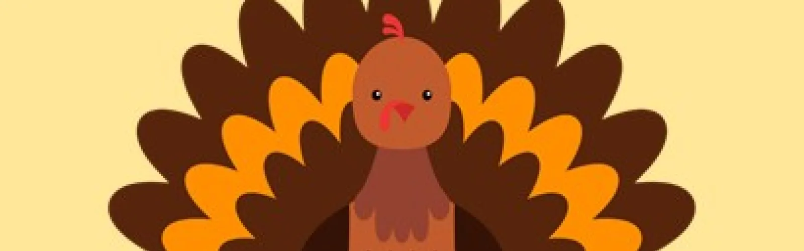 Cartoon turkey on a light yellow background.