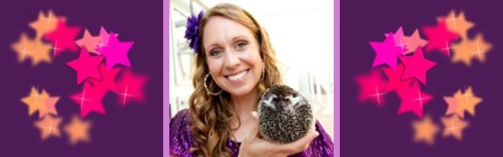 Magician Erica Carlson and Sedgie her pet hedgehog.